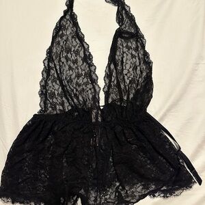 Victoria's Secret Black Lace Halter Chemise
